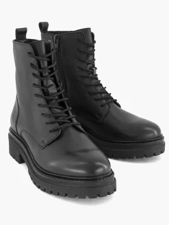 5th Avenue Enkellaarzen & Boots-Zwarte Leren Veterboot