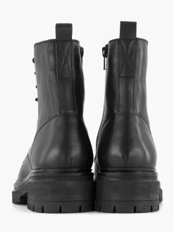 5th Avenue Enkellaarzen & Boots-Zwarte Leren Veterboot