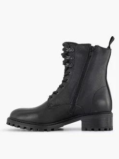 5th Avenue Enkellaarzen & Boots-Zwarte Leren Veterboot