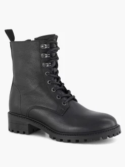 5th Avenue Enkellaarzen & Boots-Zwarte Leren Veterboot