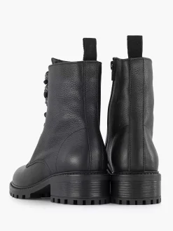 5th Avenue Enkellaarzen & Boots-Zwarte Leren Veterboot