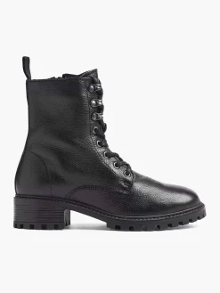 5th Avenue Enkellaarzen & Boots-Zwarte Leren Veterboot