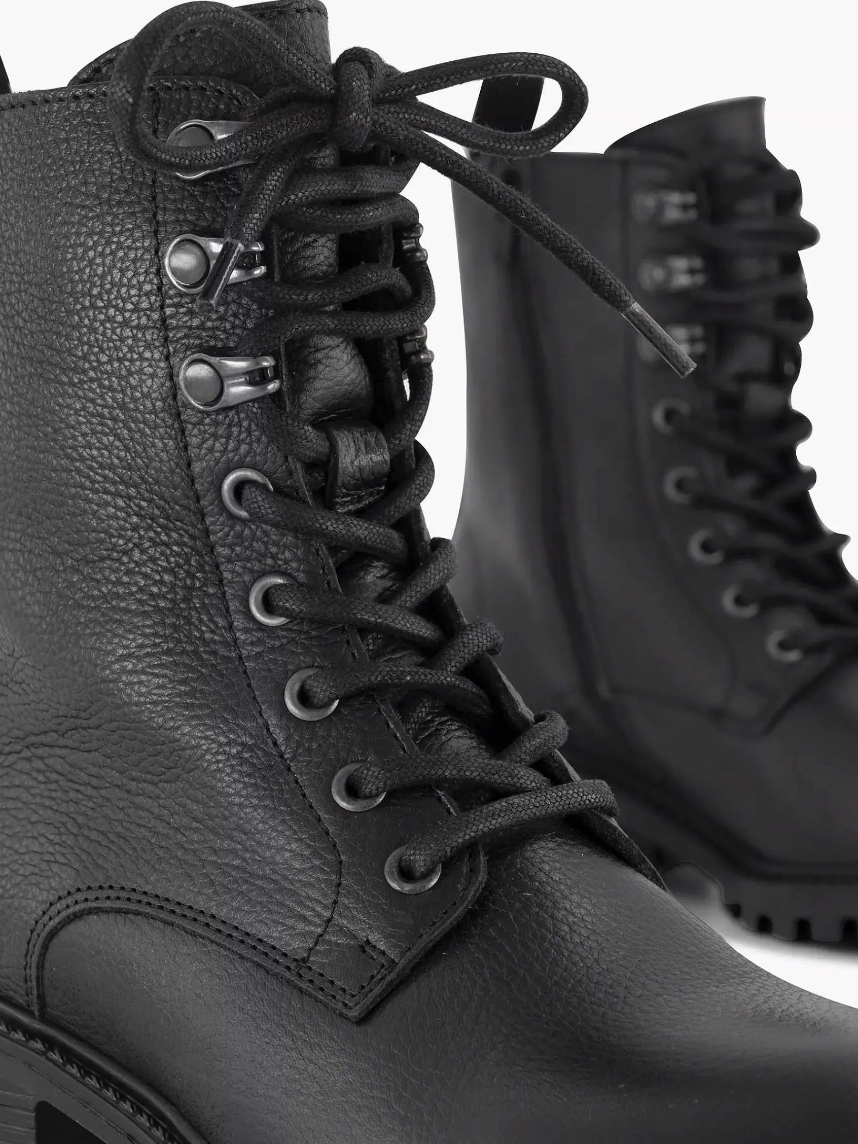 5th Avenue Enkellaarzen & Boots-Zwarte Leren Veterboot