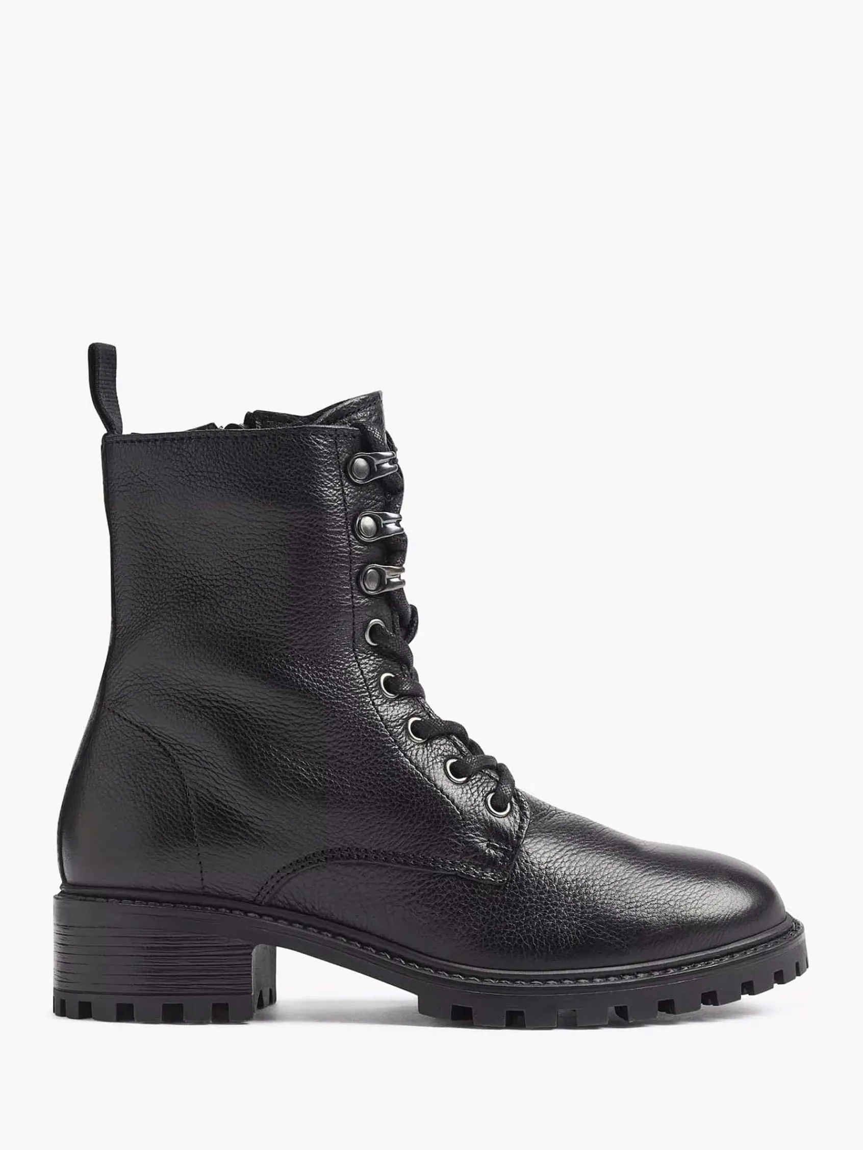 5th Avenue Enkellaarzen & Boots-Zwarte Leren Veterboot