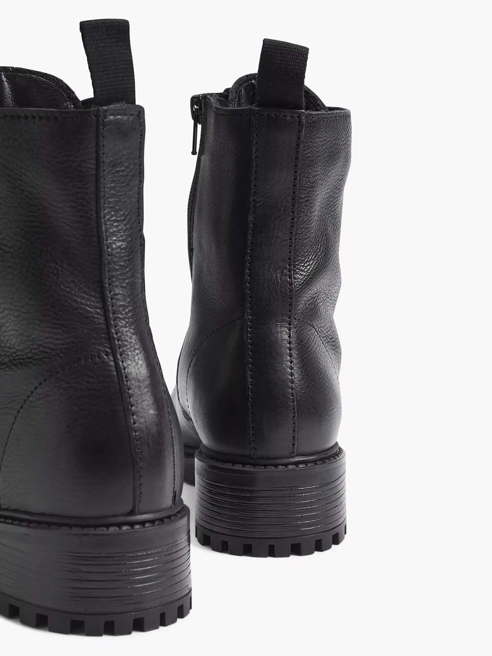 5th Avenue Enkellaarzen & Boots-Zwarte Leren Veterboot