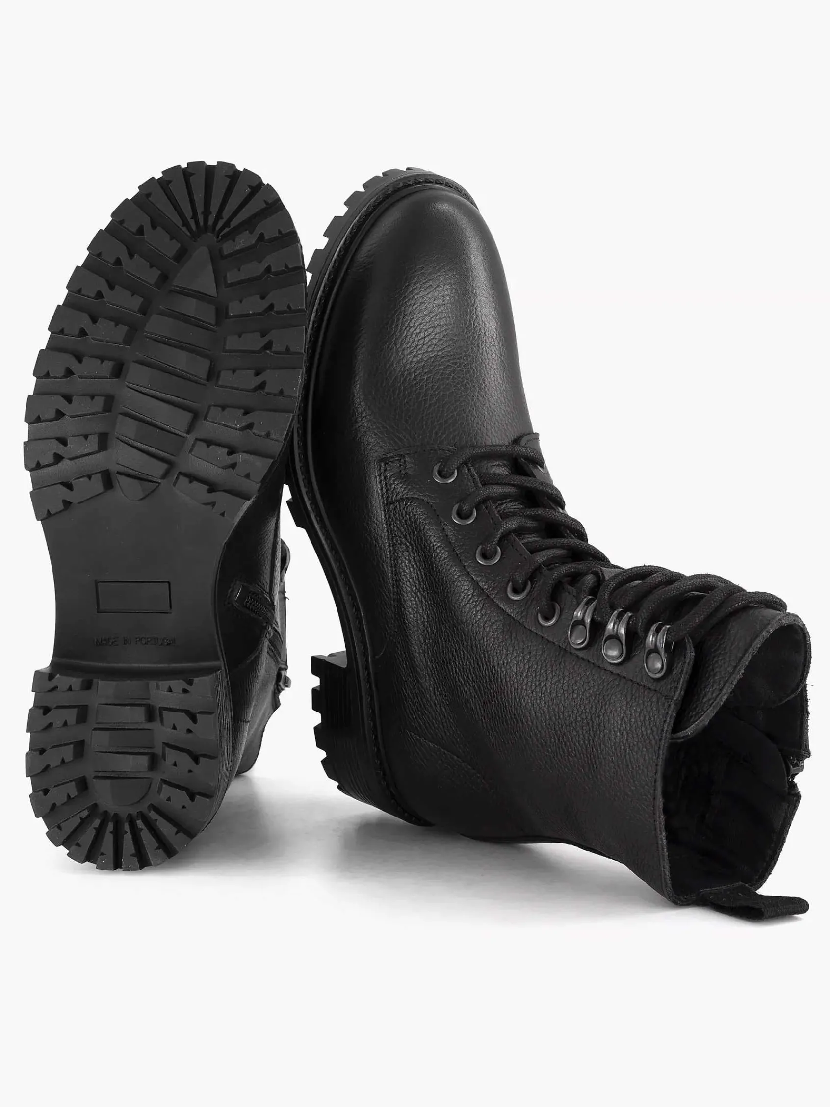 5th Avenue Enkellaarzen & Boots-Zwarte Leren Veterboot