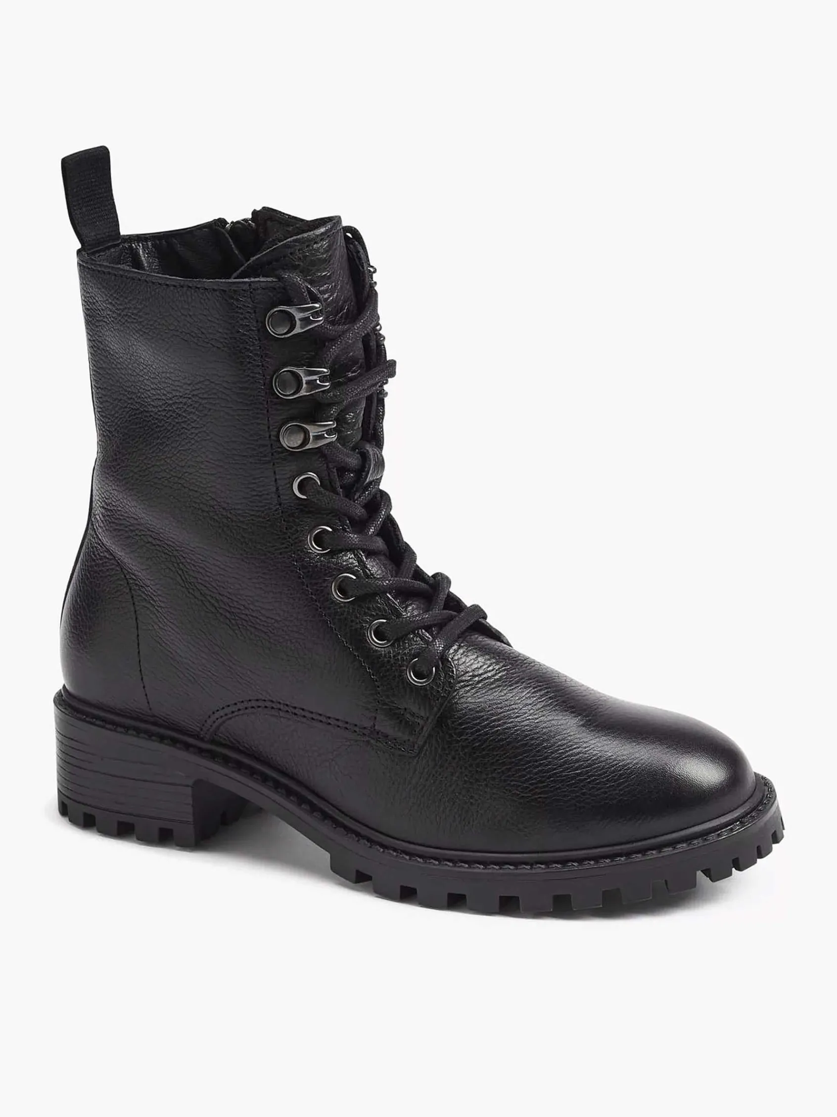 5th Avenue Enkellaarzen & Boots-Zwarte Leren Veterboot