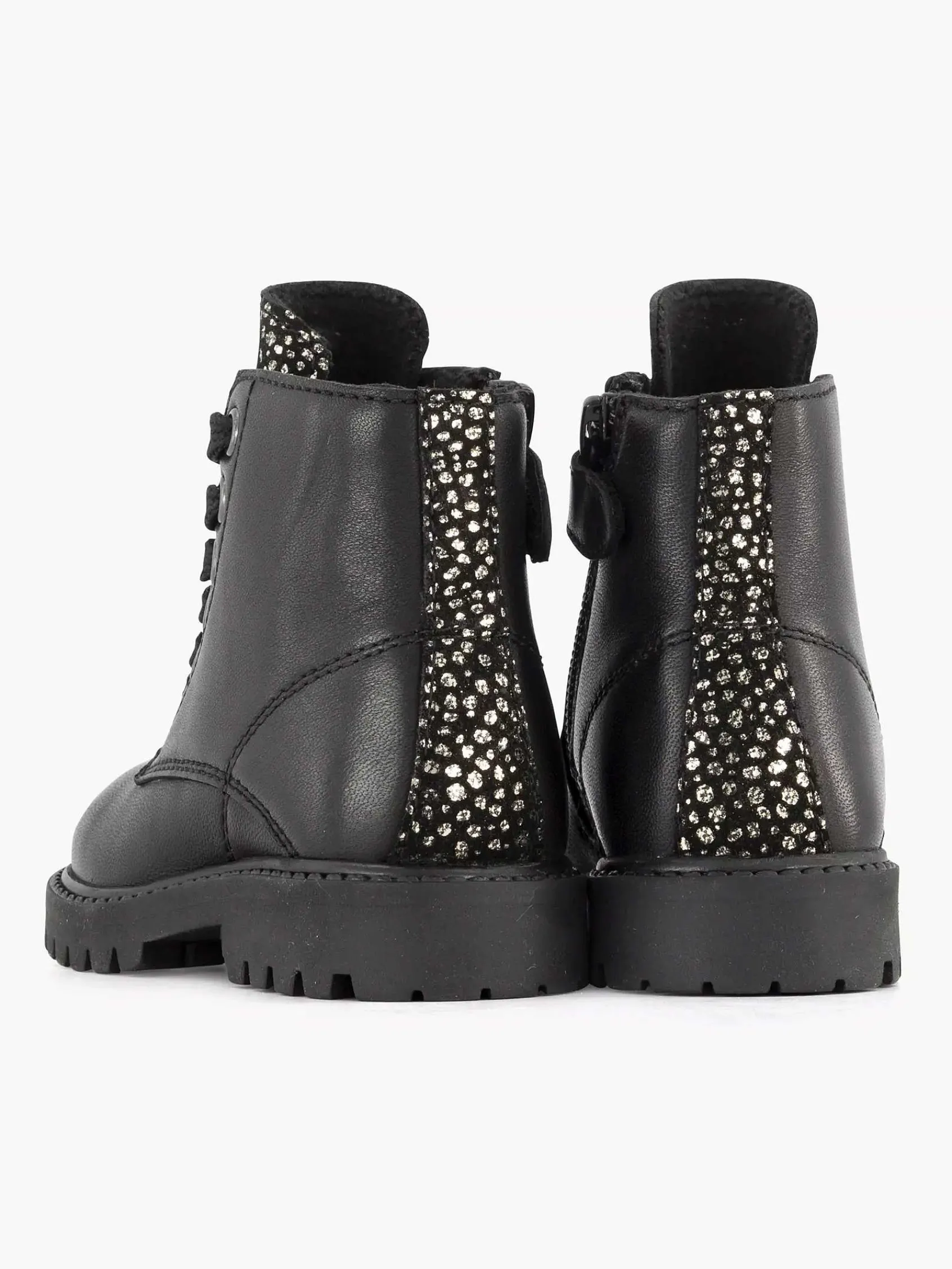 Limelight girl Jongensschoenen-Zwarte Leren Veterboot