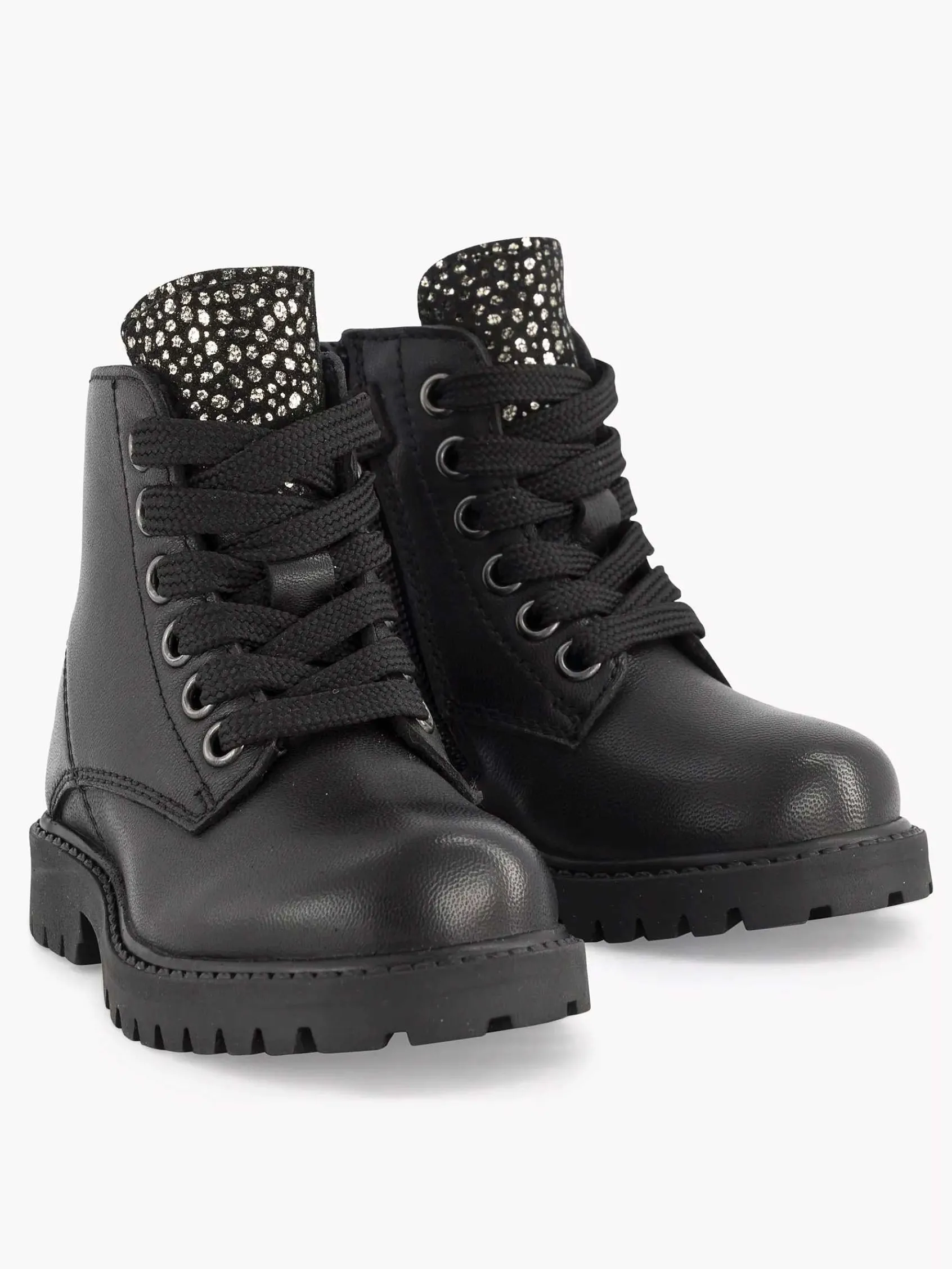 Limelight girl Jongensschoenen-Zwarte Leren Veterboot