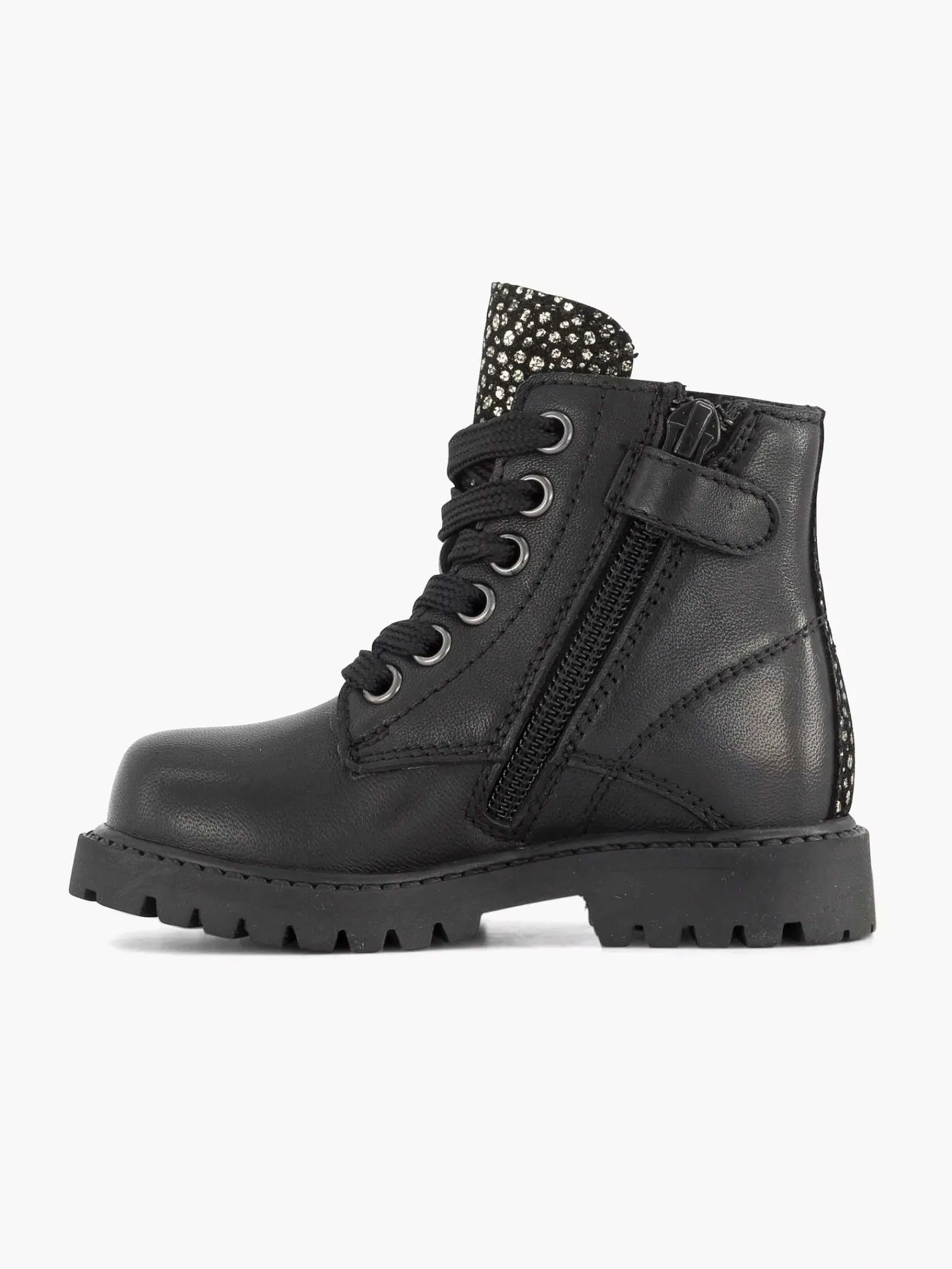 Limelight girl Jongensschoenen-Zwarte Leren Veterboot