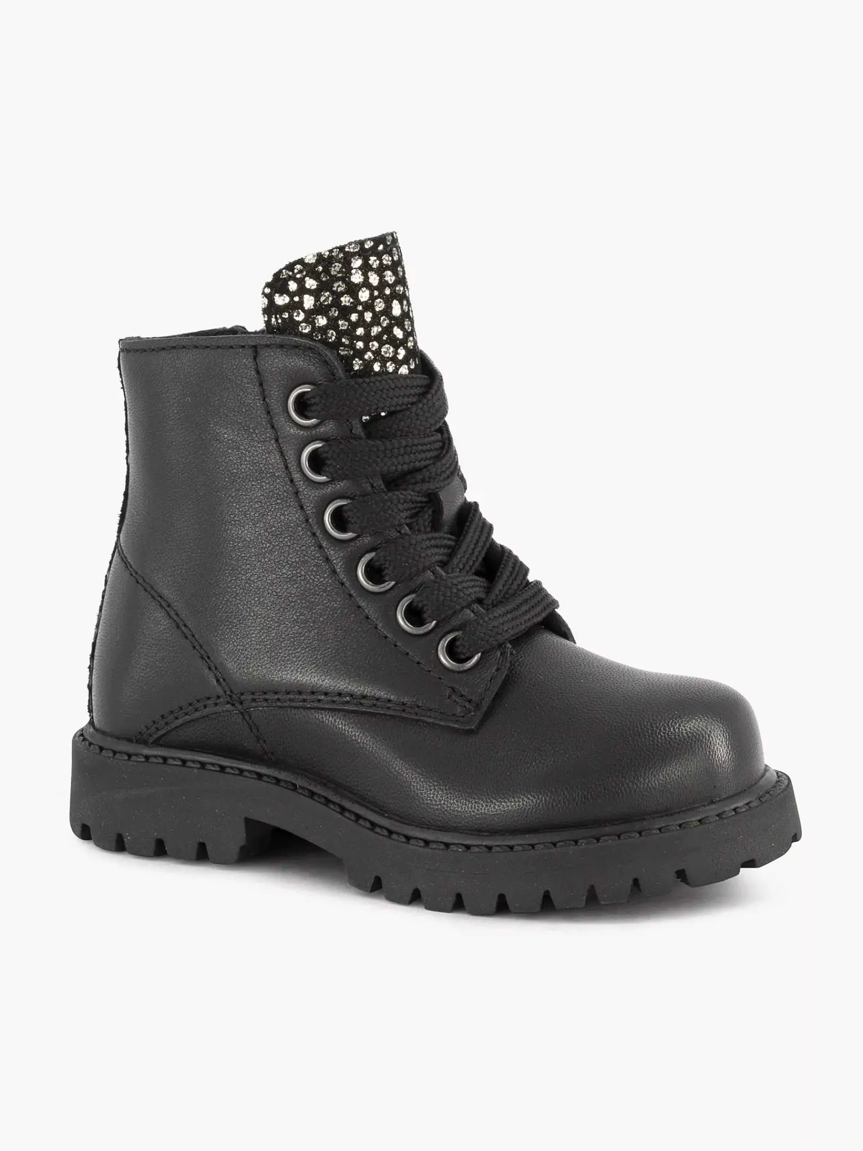 Limelight girl Jongensschoenen-Zwarte Leren Veterboot