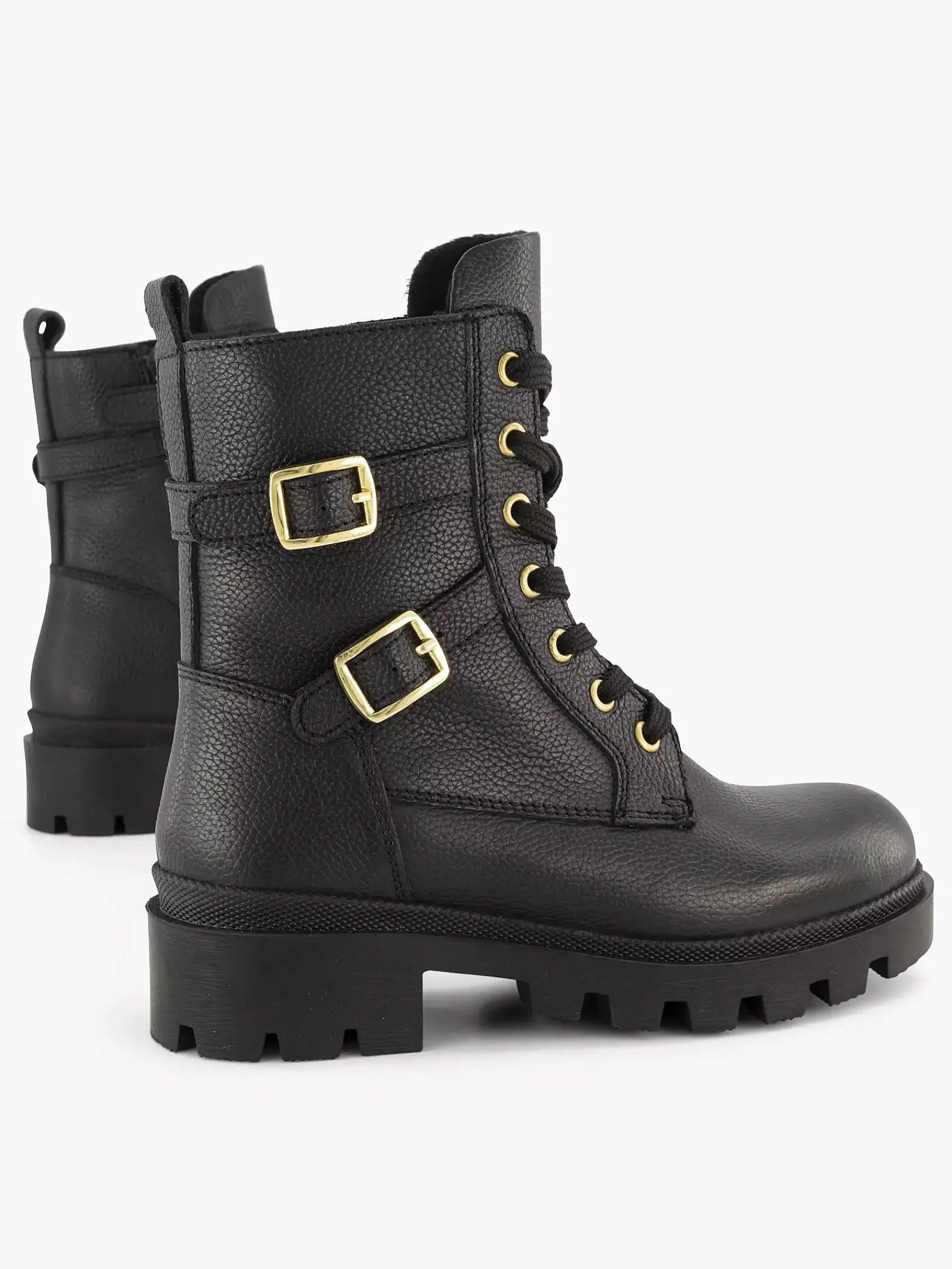 Limelight girl Jongensschoenen-Zwarte Leren Veterboot