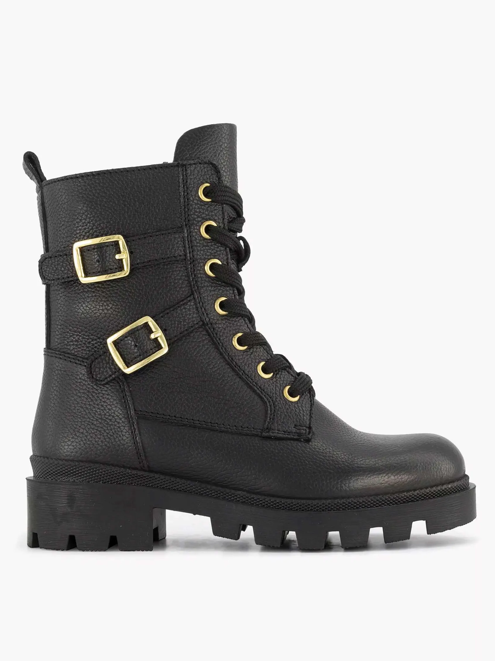 Limelight girl Jongensschoenen-Zwarte Leren Veterboot