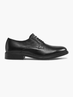 AM SHOE Geklede Schoenen-Zwarte Leren Veterschoen
