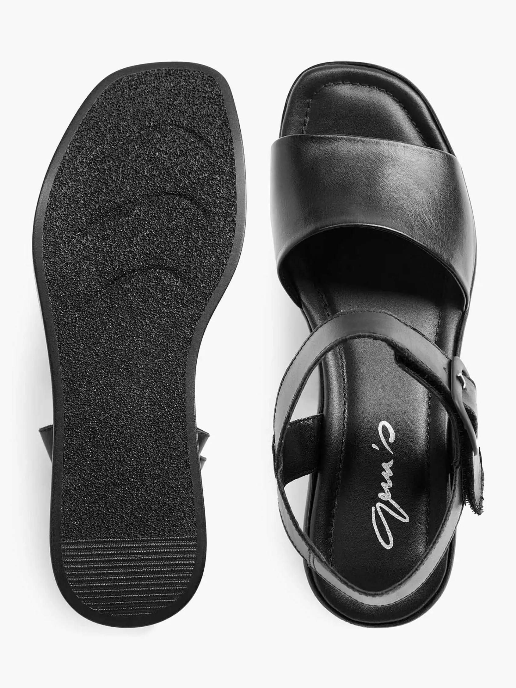 5th Avenue Sandalen-Zwarte Platform Leren Sandaal