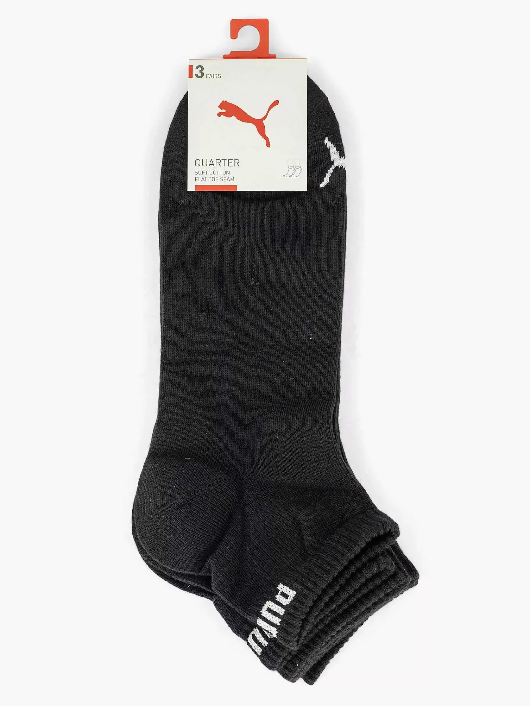 Puma Sokken-Zwarte Quarter Plain 3 Pak 43-46