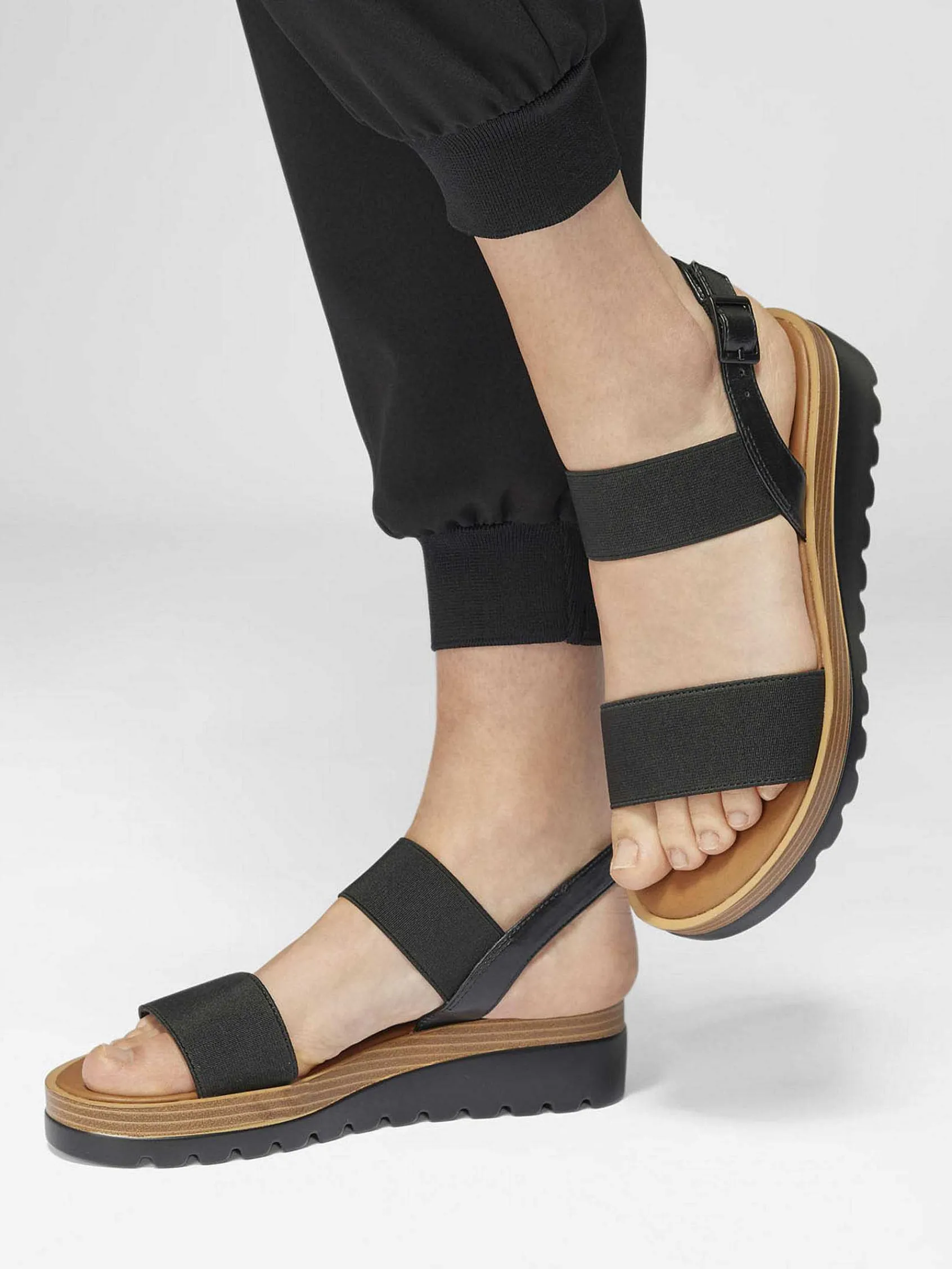 Graceland Sandalen-Zwarte Sandaal Elastisch