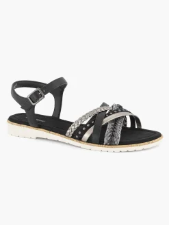 Graceland Sandalen-Zwarte Sandaal Gevlochten