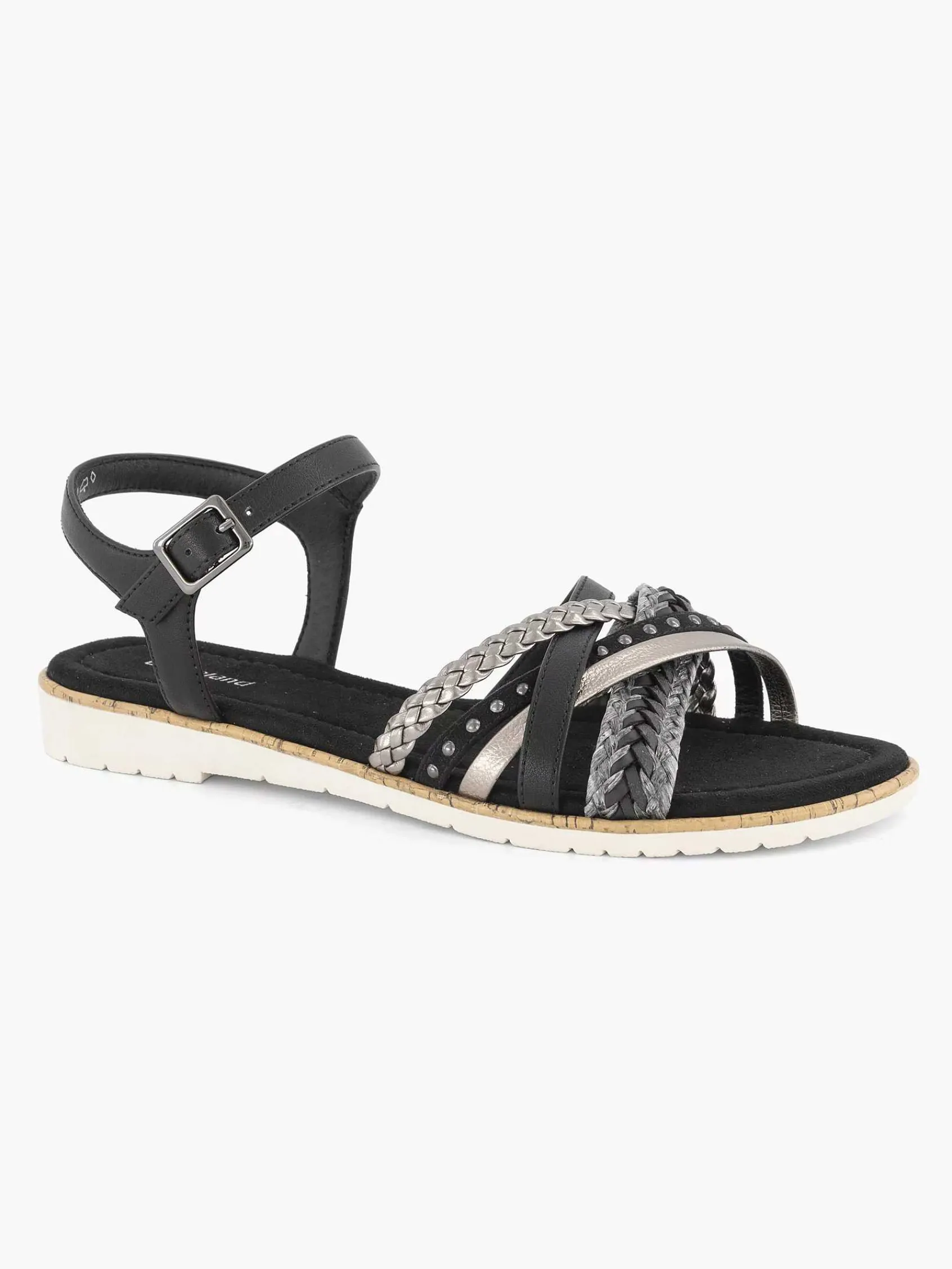 Graceland Sandalen-Zwarte Sandaal Gevlochten