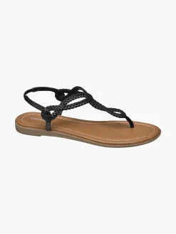 Graceland Sandalen-Zwarte Sandaal Geweven