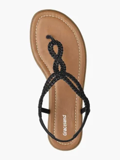 Graceland Sandalen-Zwarte Sandaal Geweven