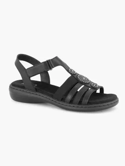 Easy Street Comfort Schoenen-Zwarte Sandaal Klittenband