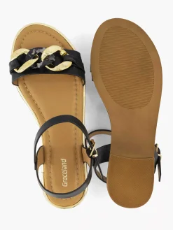 Graceland Sandalen-Zwarte Sandaal Sierketting