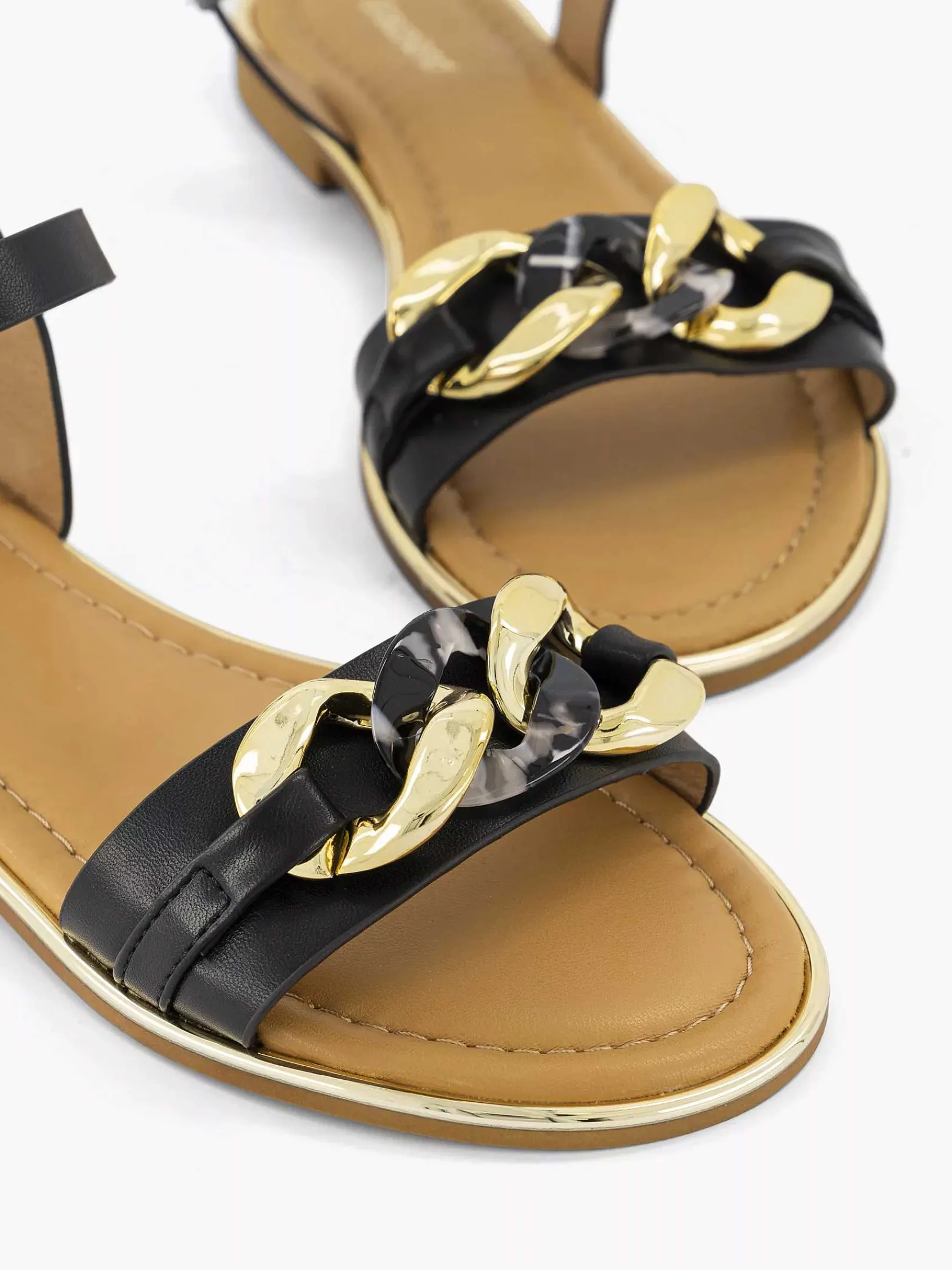 Graceland Sandalen-Zwarte Sandaal Sierketting