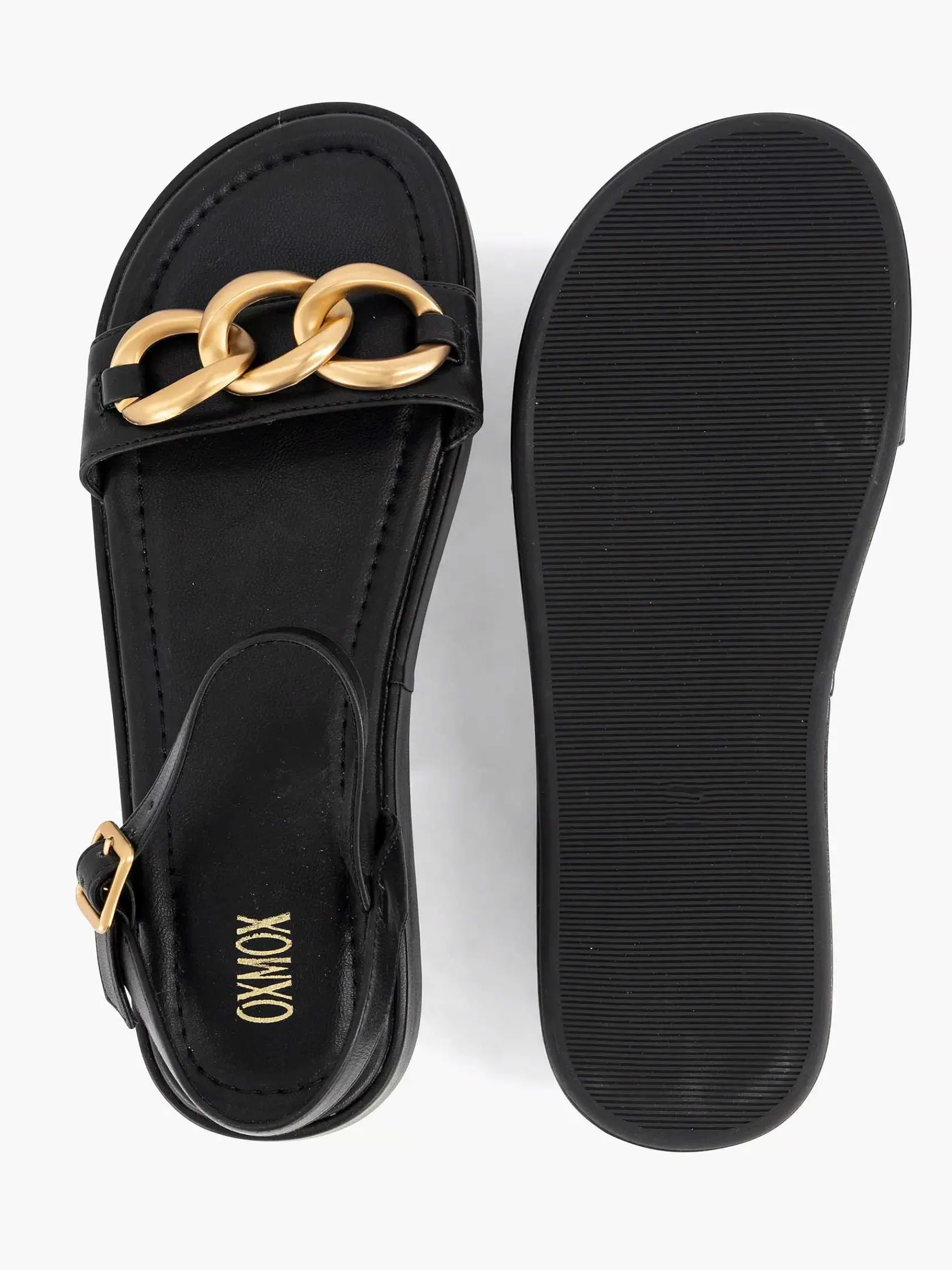Oxmox Sandalen-Zwarte Sandaal Sierketting
