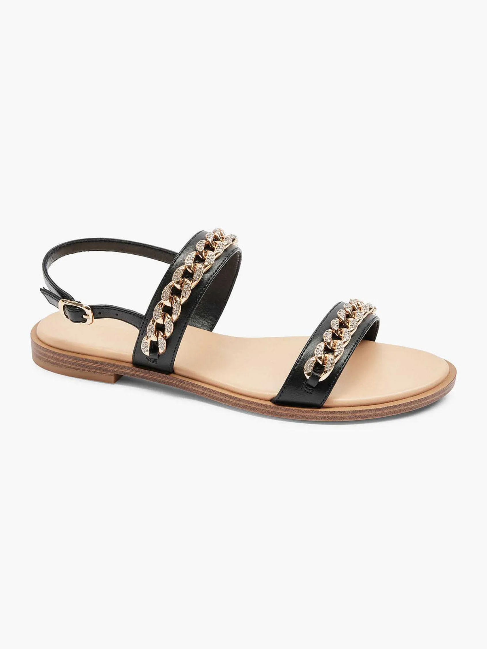 Graceland Sandalen-Zwarte Sandaal Sierketting