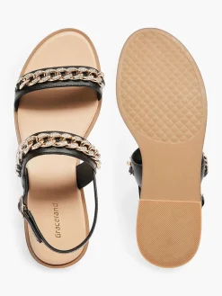 Graceland Sandalen-Zwarte Sandaal Sierketting