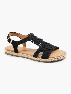 Graceland Sandalen-Zwarte Sandaal Touw