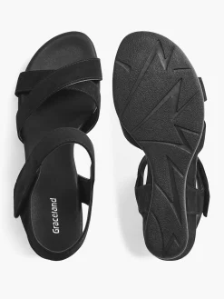 Graceland Sandalen-Zwarte Sandalette Sleehak