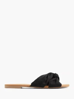 Graceland Slippers-Zwarte Slipper Knoop