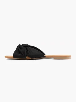 Graceland Slippers-Zwarte Slipper Knoop