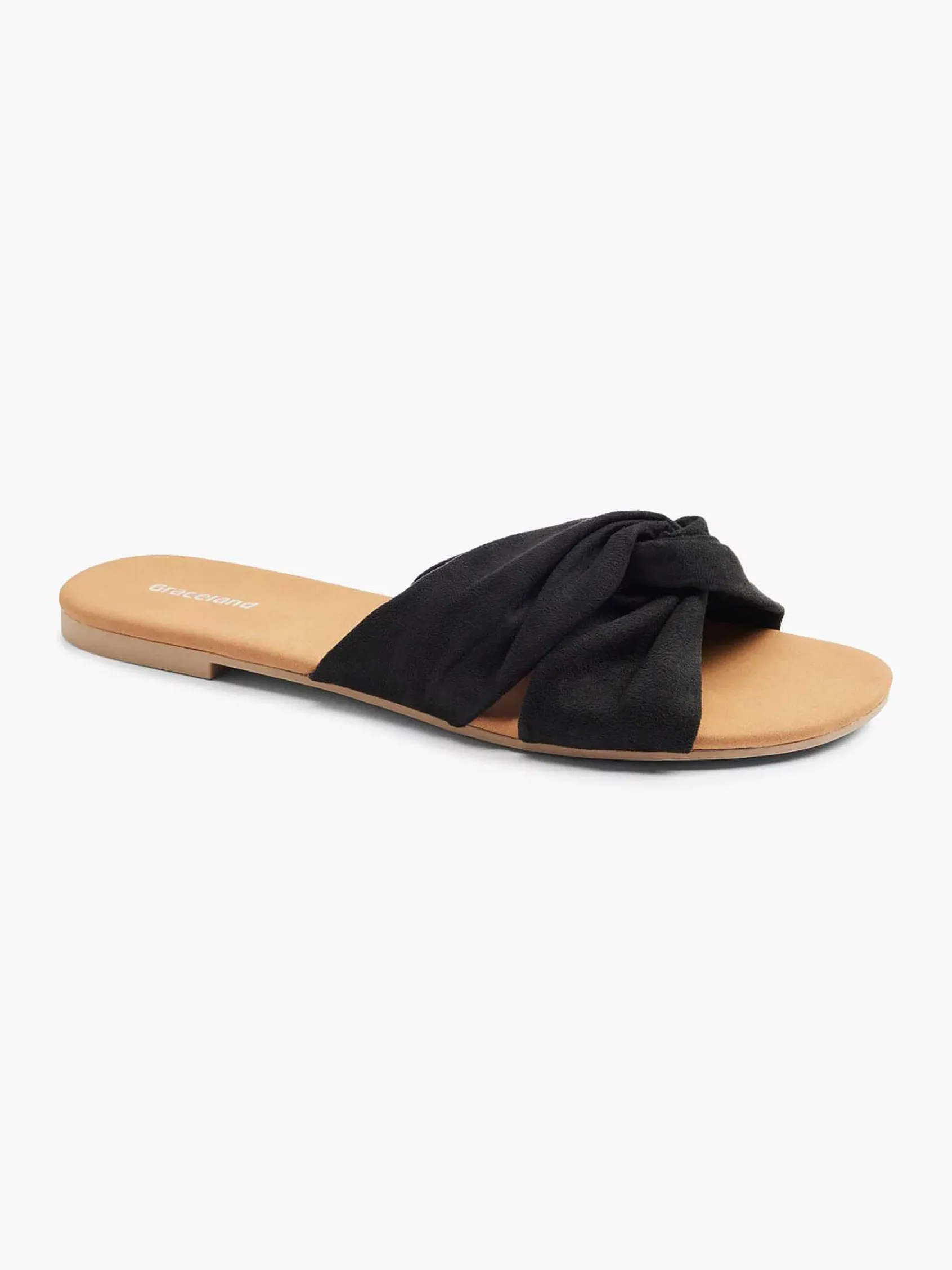 Graceland Slippers-Zwarte Slipper Knoop