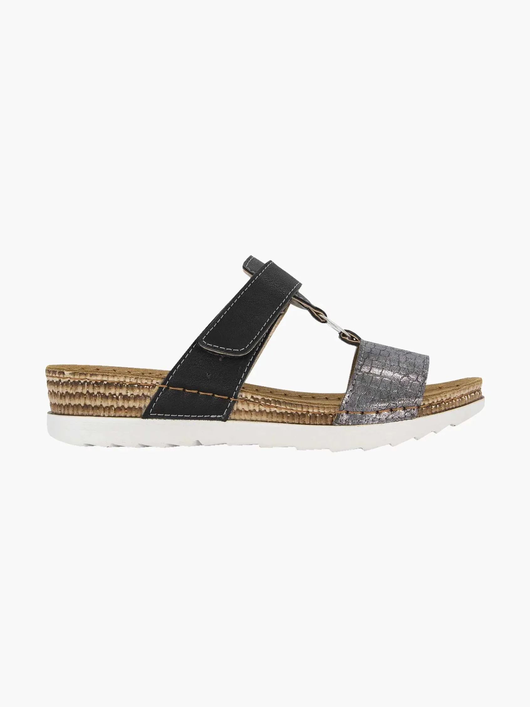 Easy Street Slippers-Zwarte Slipper Leren Voetbed