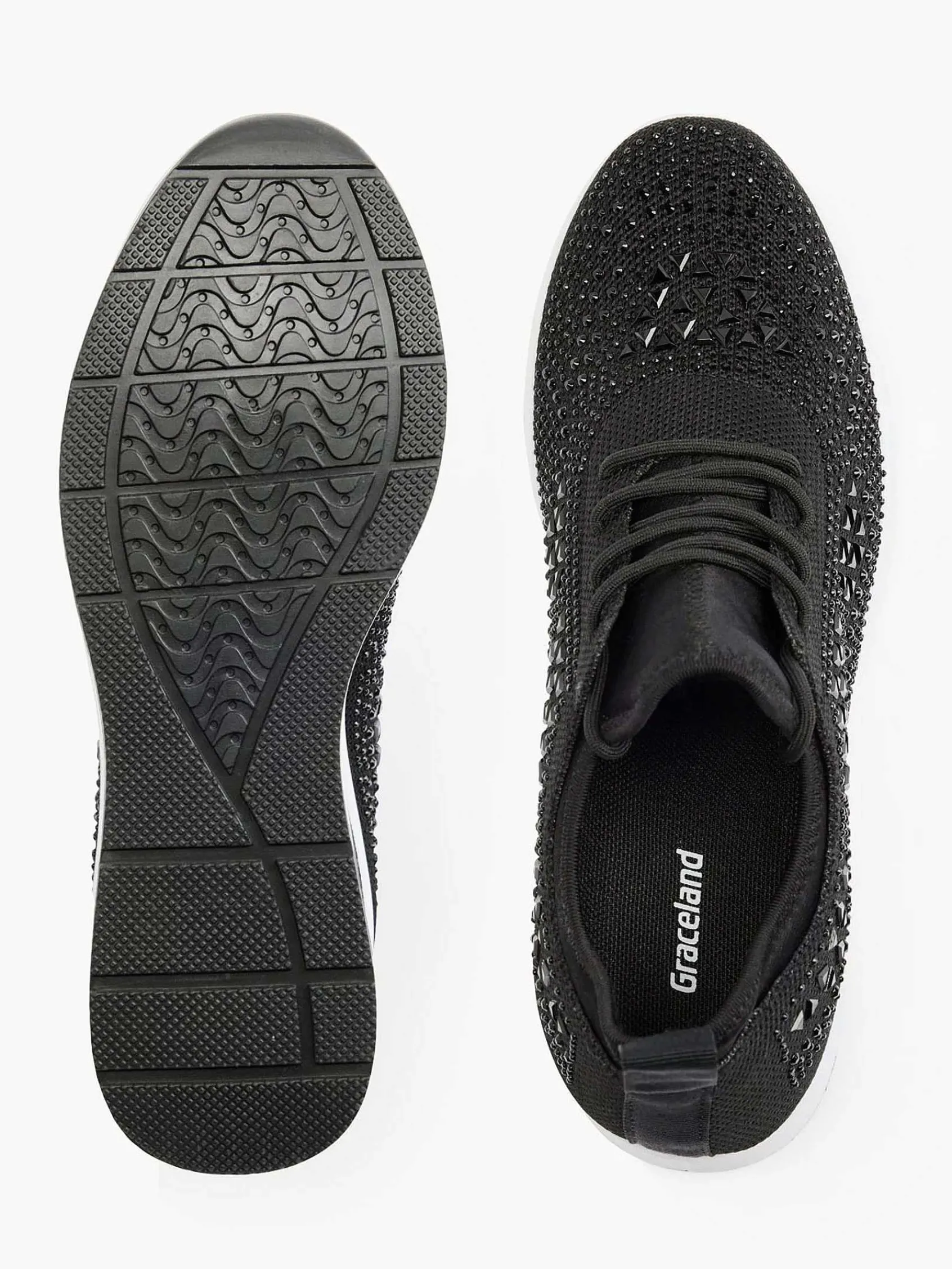 Graceland Sneakers-Zwarte Sneaker Steentjes