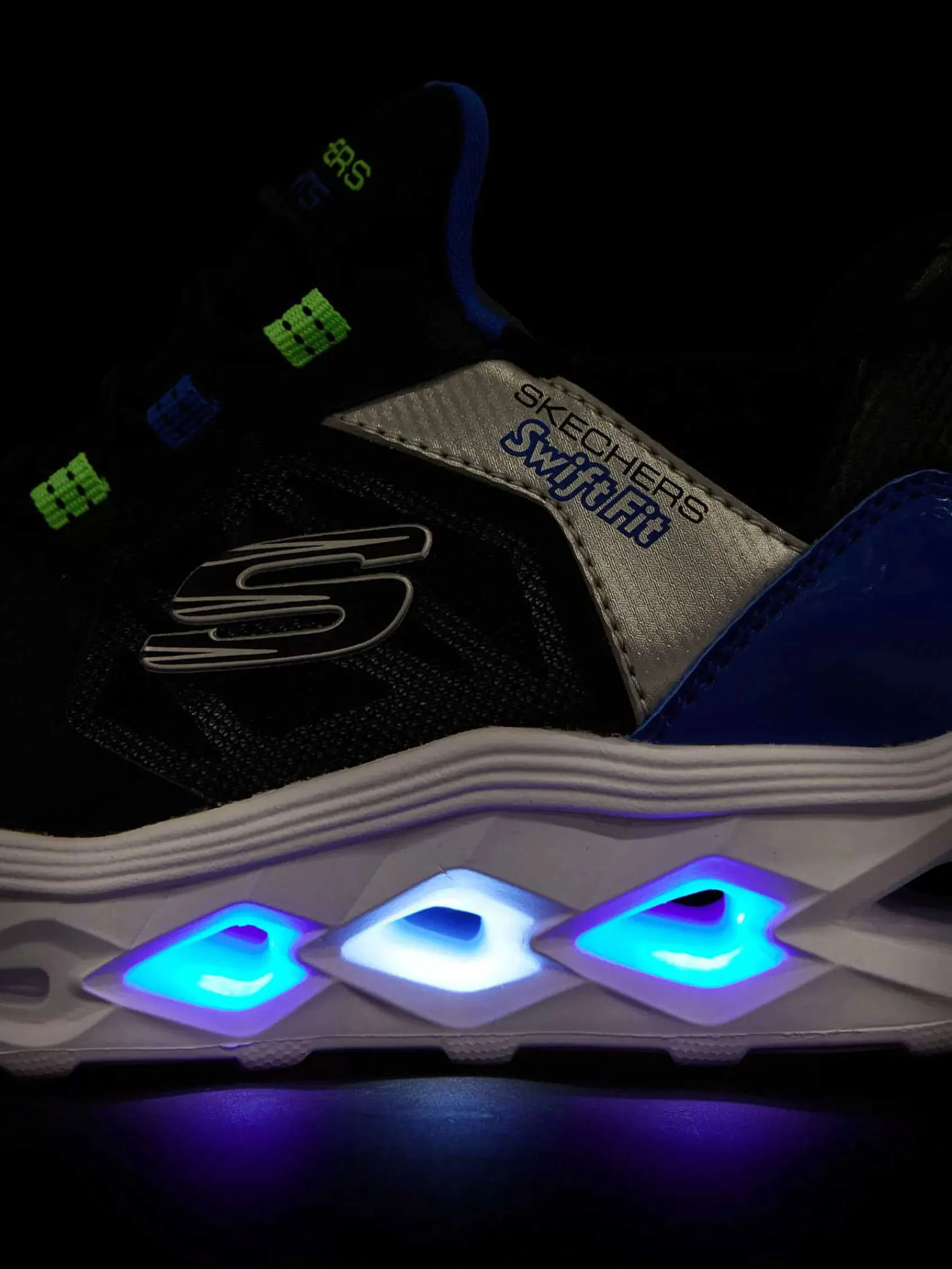 Skechers Babyschoenen-Zwarte Sneaker Swift Fit - Hands Free Lichtjes