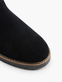 Medicus Comfort Schoenen-Zwarte Suede Comfort Enkelboot Gevoerd