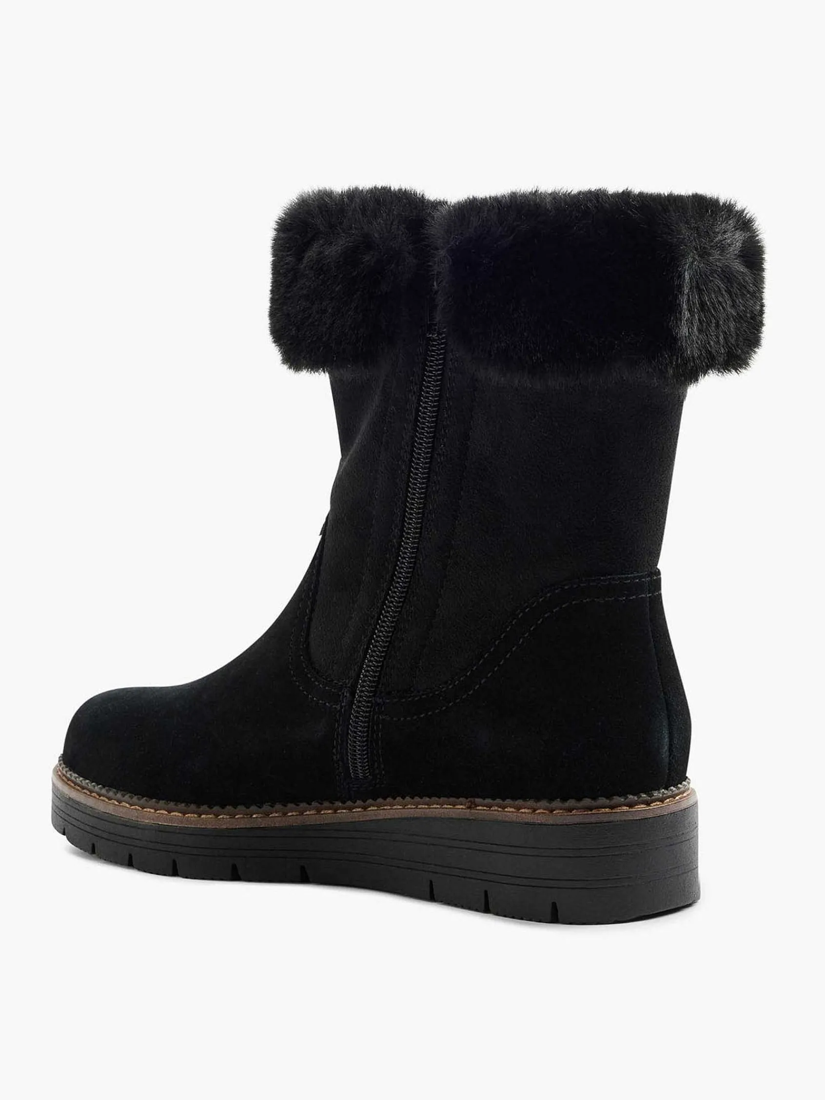 Medicus Comfort Schoenen-Zwarte Suede Comfort Enkelboot Gevoerd