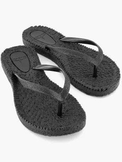 Blue Fin Slippers-Zwarte Teenslipper