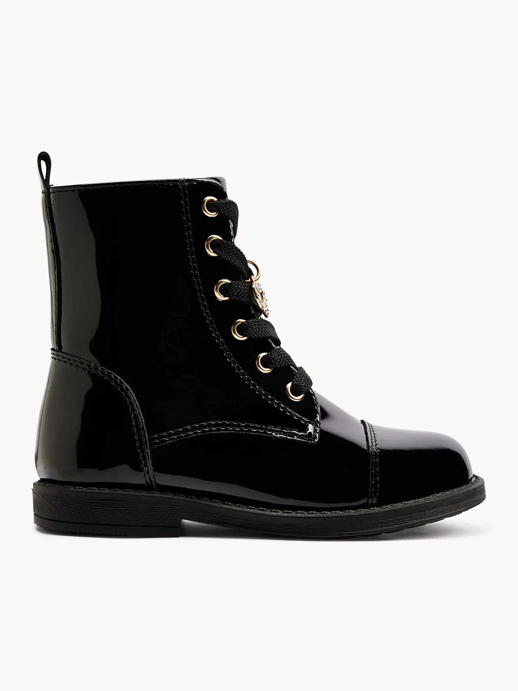 Graceland Jongensschoenen-Zwarte Veterboot Lak