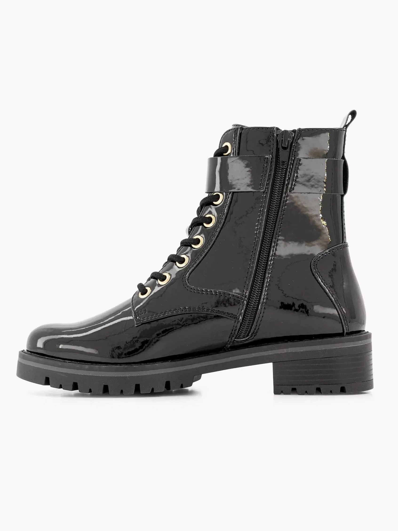 Graceland Enkellaarzen & Boots-Zwarte Veterboot Lak