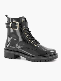 Graceland Enkellaarzen & Boots-Zwarte Veterboot Lak