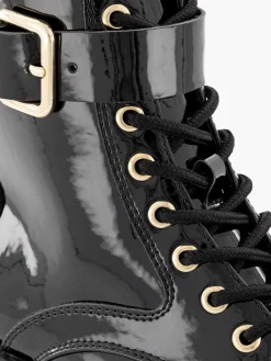 Graceland Enkellaarzen & Boots-Zwarte Veterboot Lak