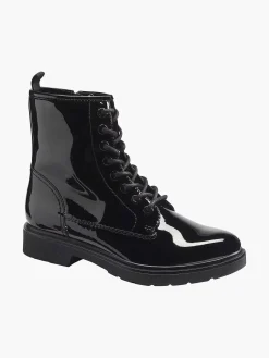 Graceland Enkellaarzen & Boots-Zwarte Veterboot Lak