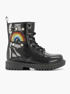 Graceland Jongensschoenen-Zwarte Veterboot Regenboog