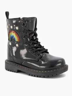 Graceland Jongensschoenen-Zwarte Veterboot Regenboog