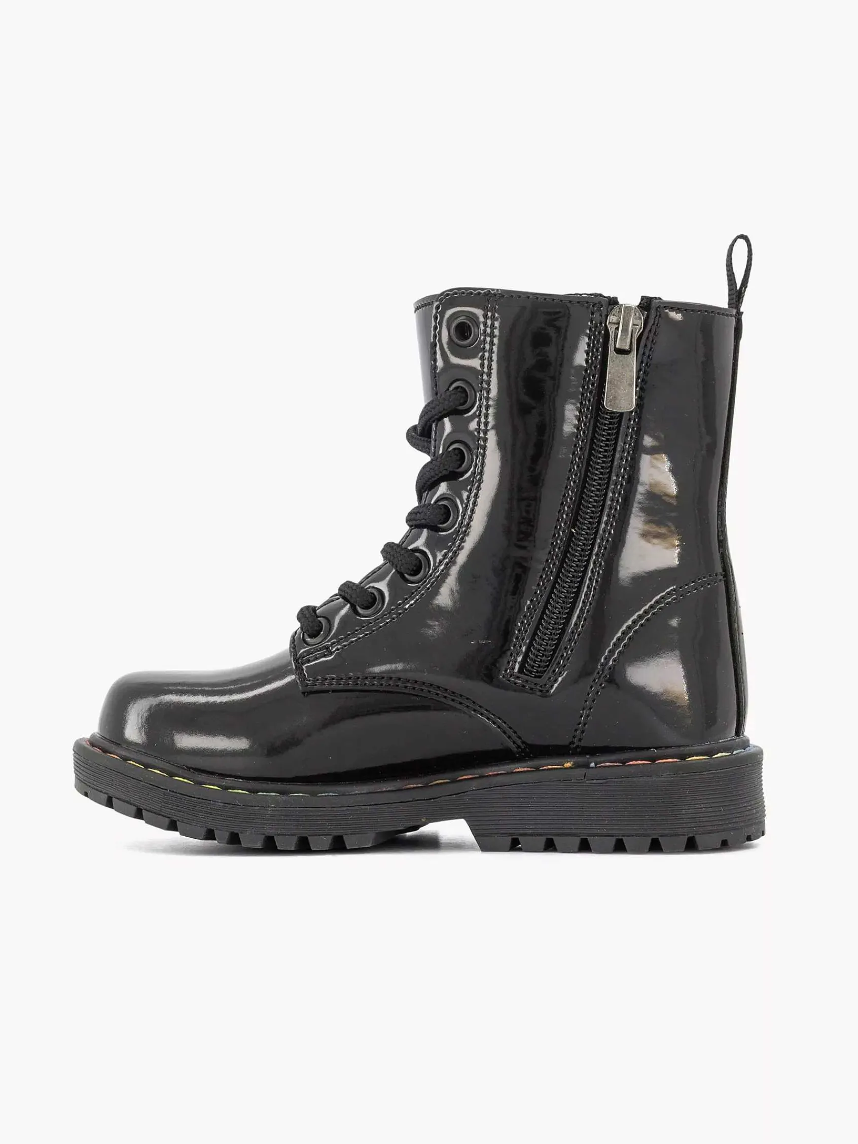 Graceland Jongensschoenen-Zwarte Veterboot Regenboog